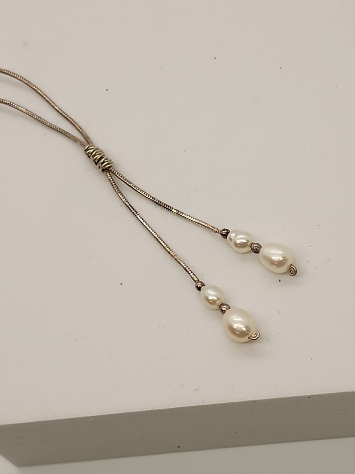 Lot of 3 925 Necklaces Pearl Lariat, Solitary Pearl, & Ornate Pendant