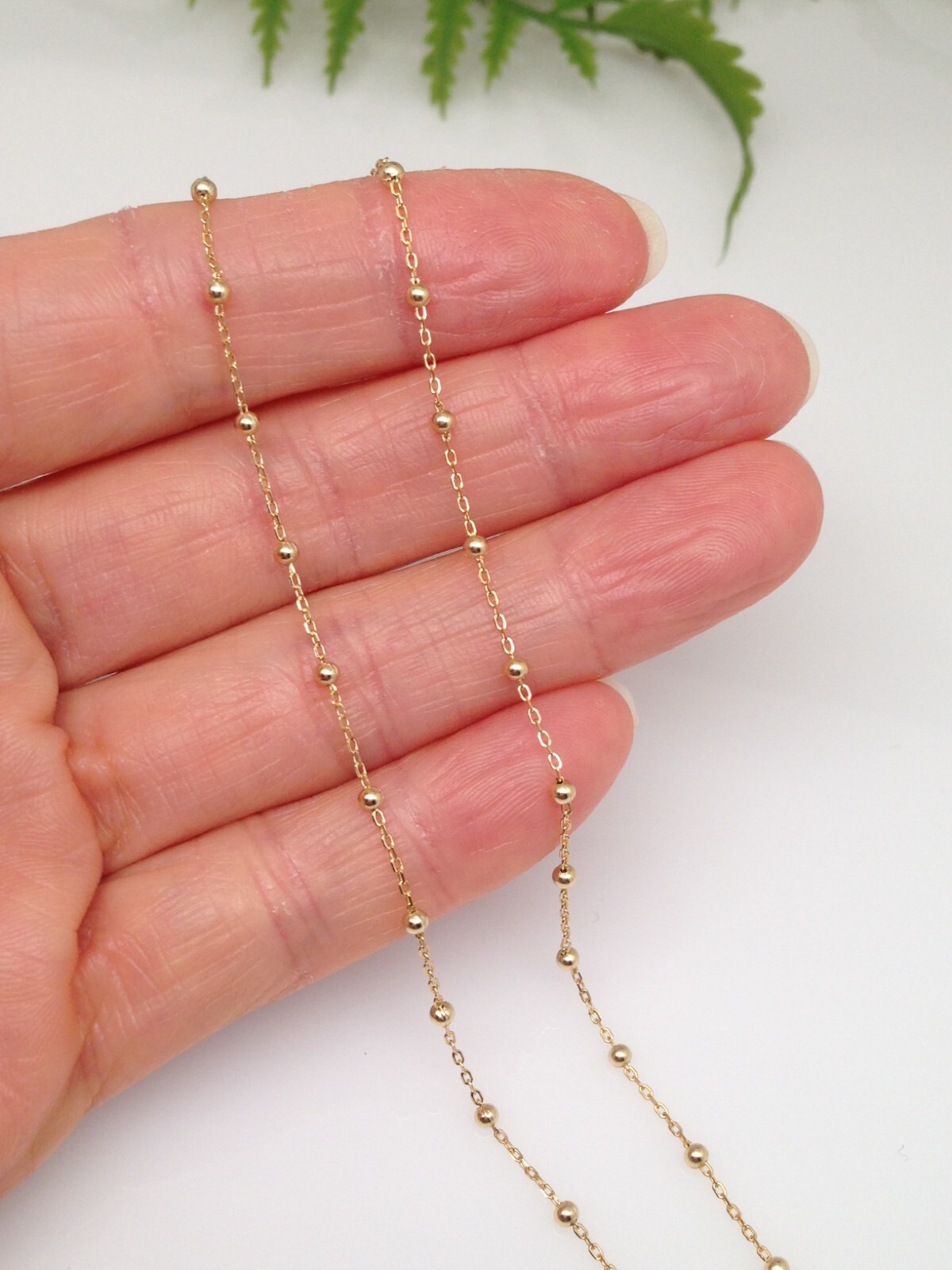 925 Sterling Silver Gold Ball Station Chain Necklace Women 1.8mm Dainty Plain