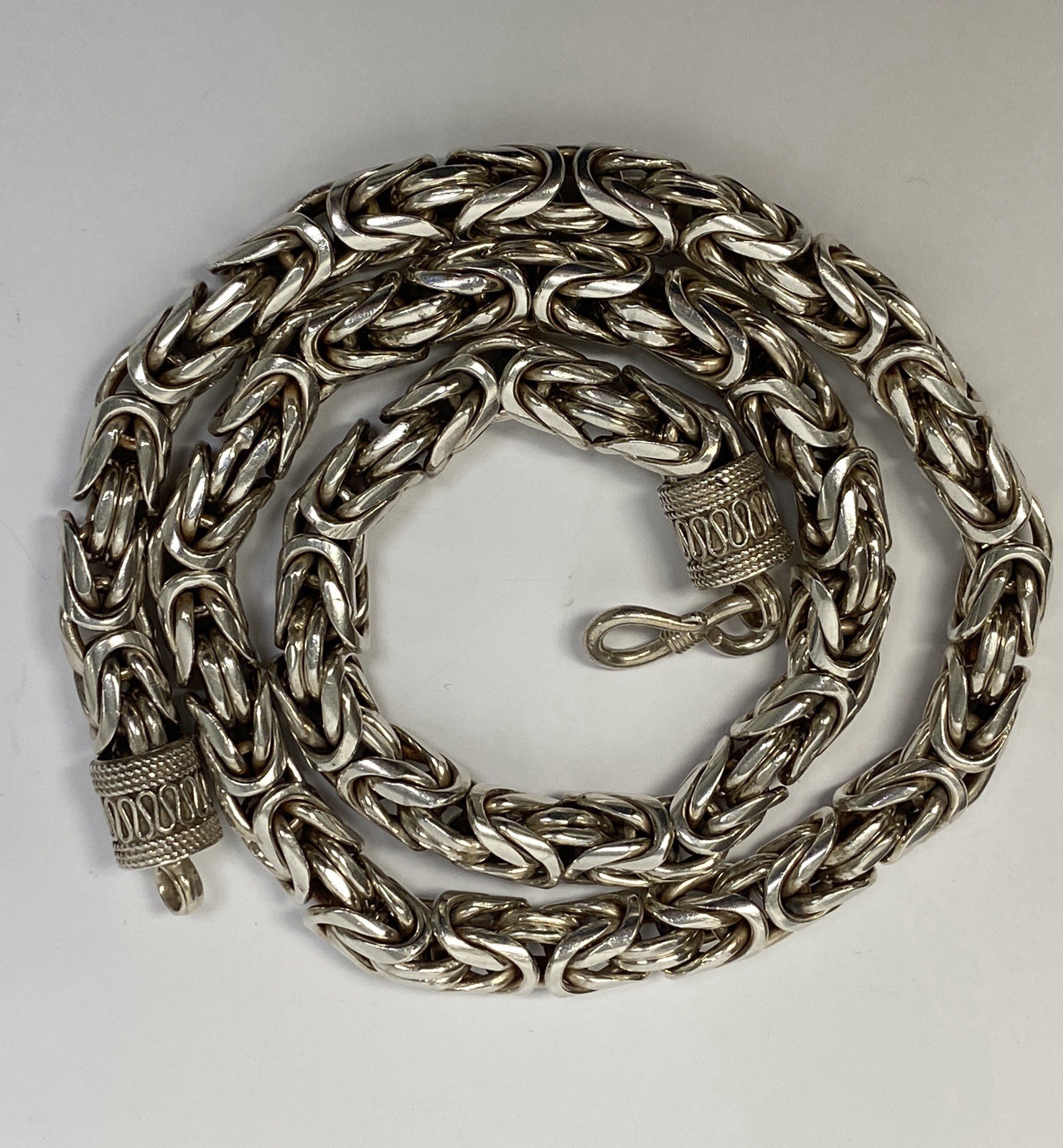 Men’s 9mm 24″ Byzantine Rope Chain Solid 925 Sterling Silver Hook Clasp 299.7g
