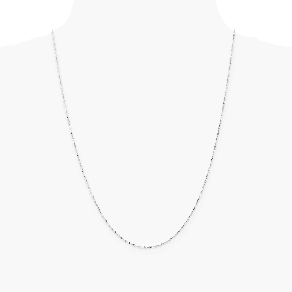 14K White Gold 1mm Carded Singapore Chain Necklace 16″-24″