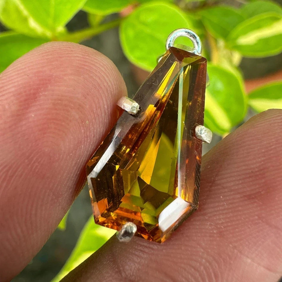 Natural 30.15 Ct Orange Sapphire Certified Gemstone 925 Solid Silver Pendant