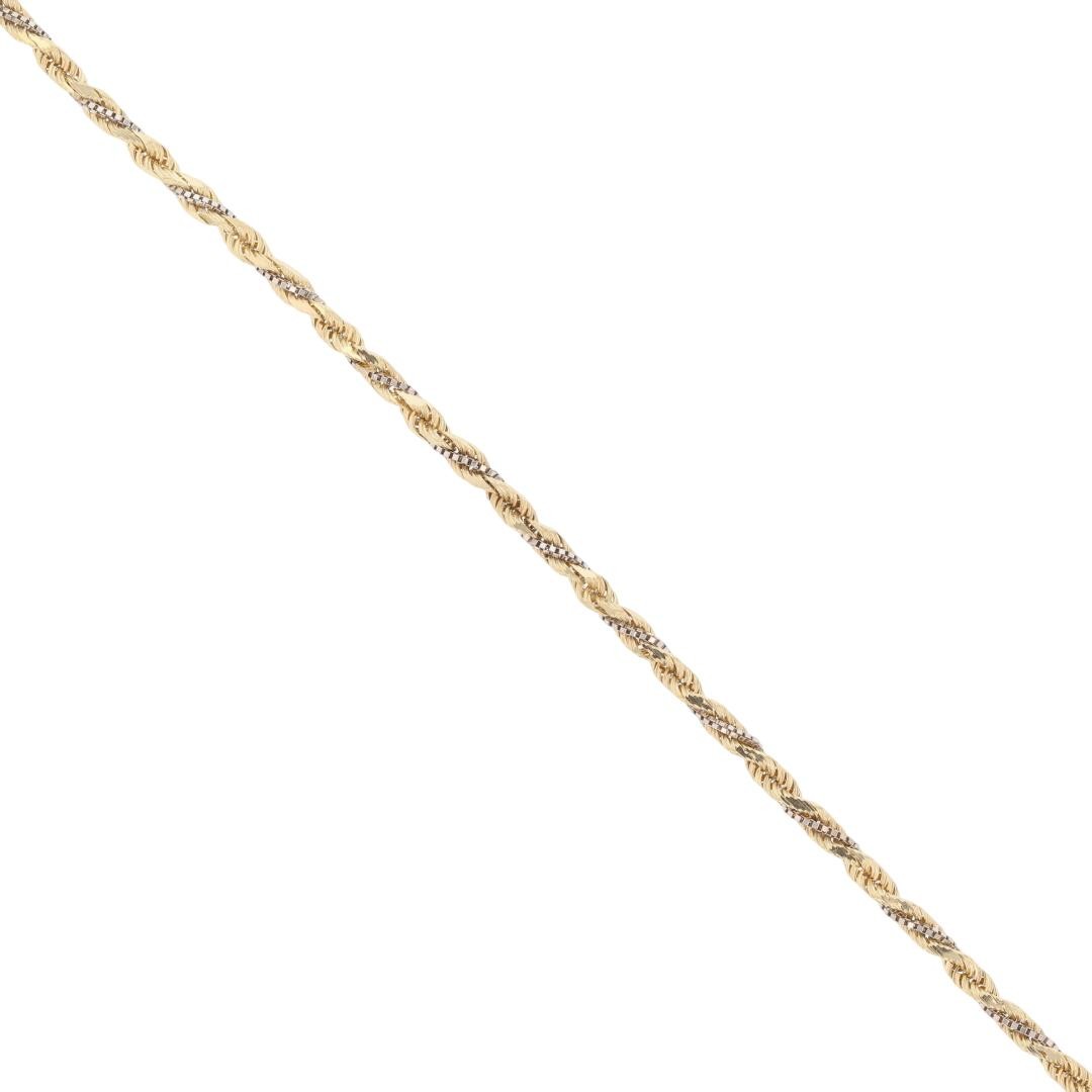 2mm Twisted Rope & Box Link Chain 18″ Necklace 14k Multi-Tone Gold 6.18 Grams