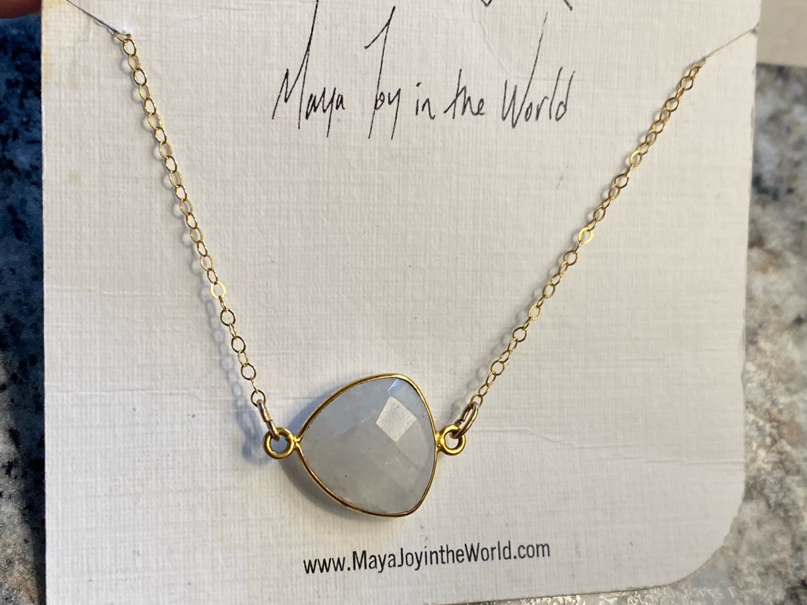 Moonstone 18” Necklace June Birthstone Gold Plated Pendant On Gold Plated Chain