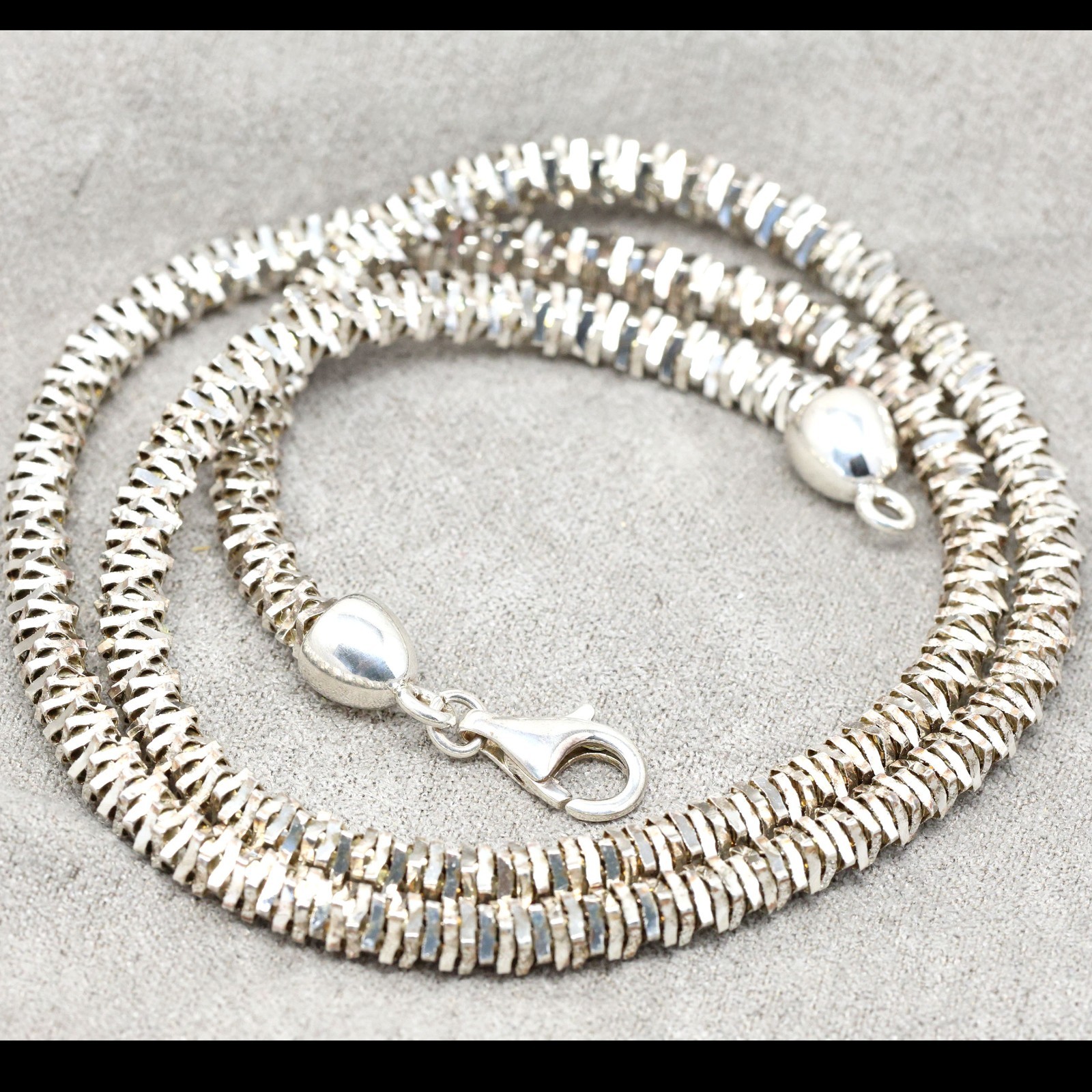Milor Italy 925 sterling silver faceted beads chain necklace 20in 32grams