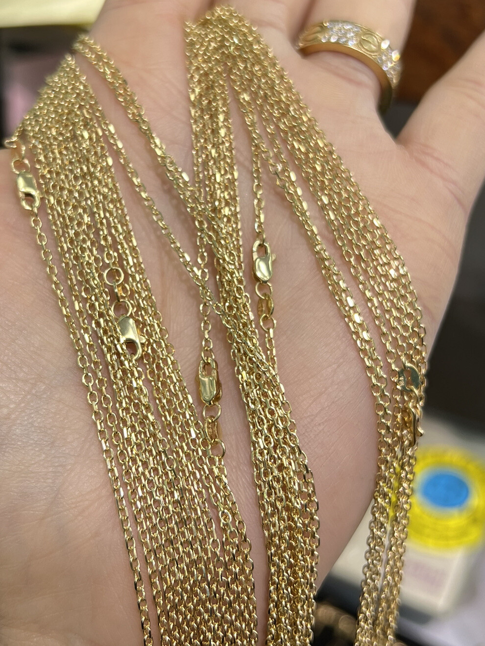 18k Solid Yellow Gold Anchor Chain Necklace for Unisex Kid Adult