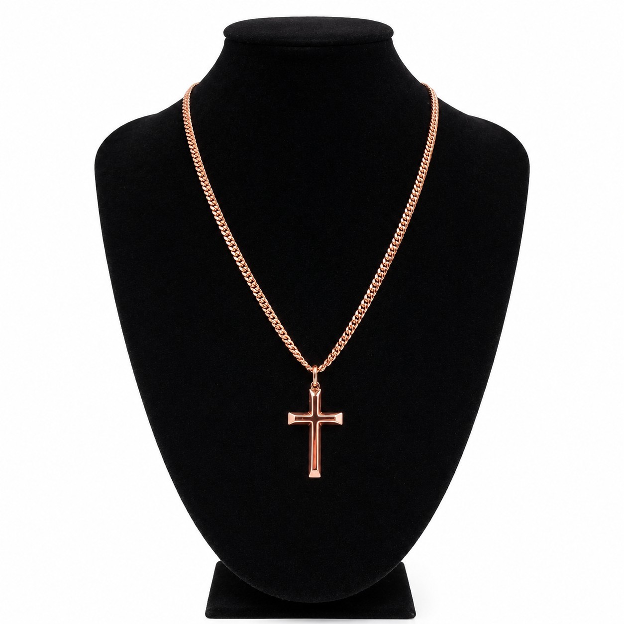 Solid Copper Cross Necklace –with 3.5 mm Chain – 20″, 22″, 24″ Sizes