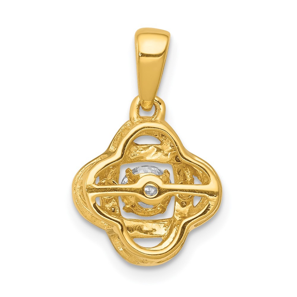 14k Yellow Gold Round Lab Grown Diamond VS/SI+ G+ Vibrant Love Knot Pendant