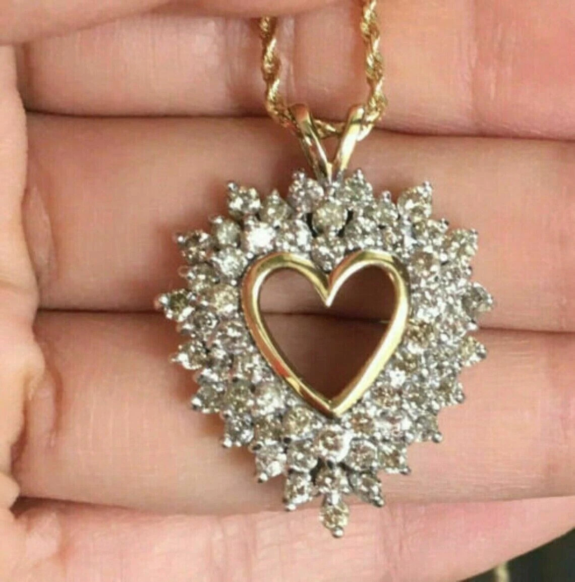 2Ct Round Cut Diamond Heart Engagement Women’s Pendant 14K Yellow Gold Plated