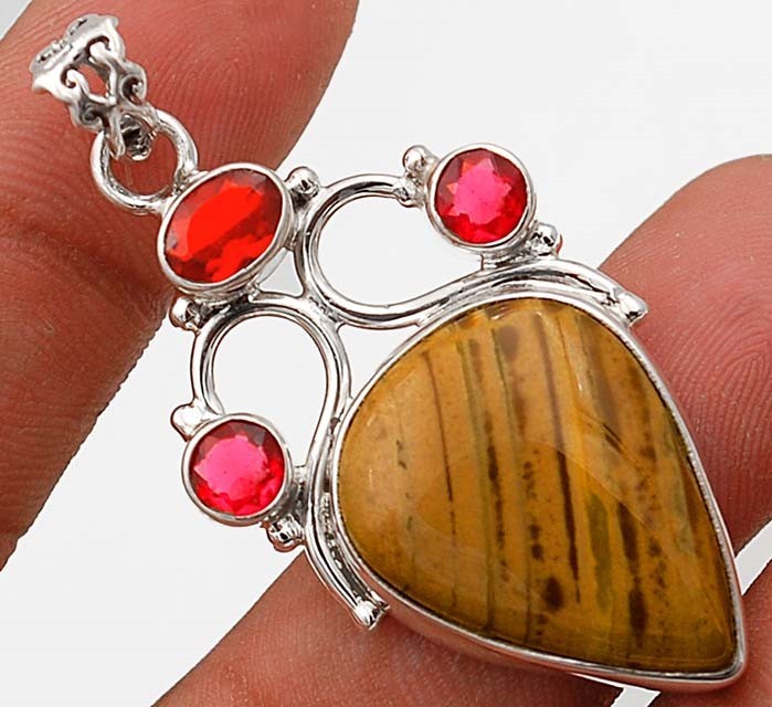 Natural Tiger Eye Africa 925 Solid Sterling Silver Pendant Jewelry