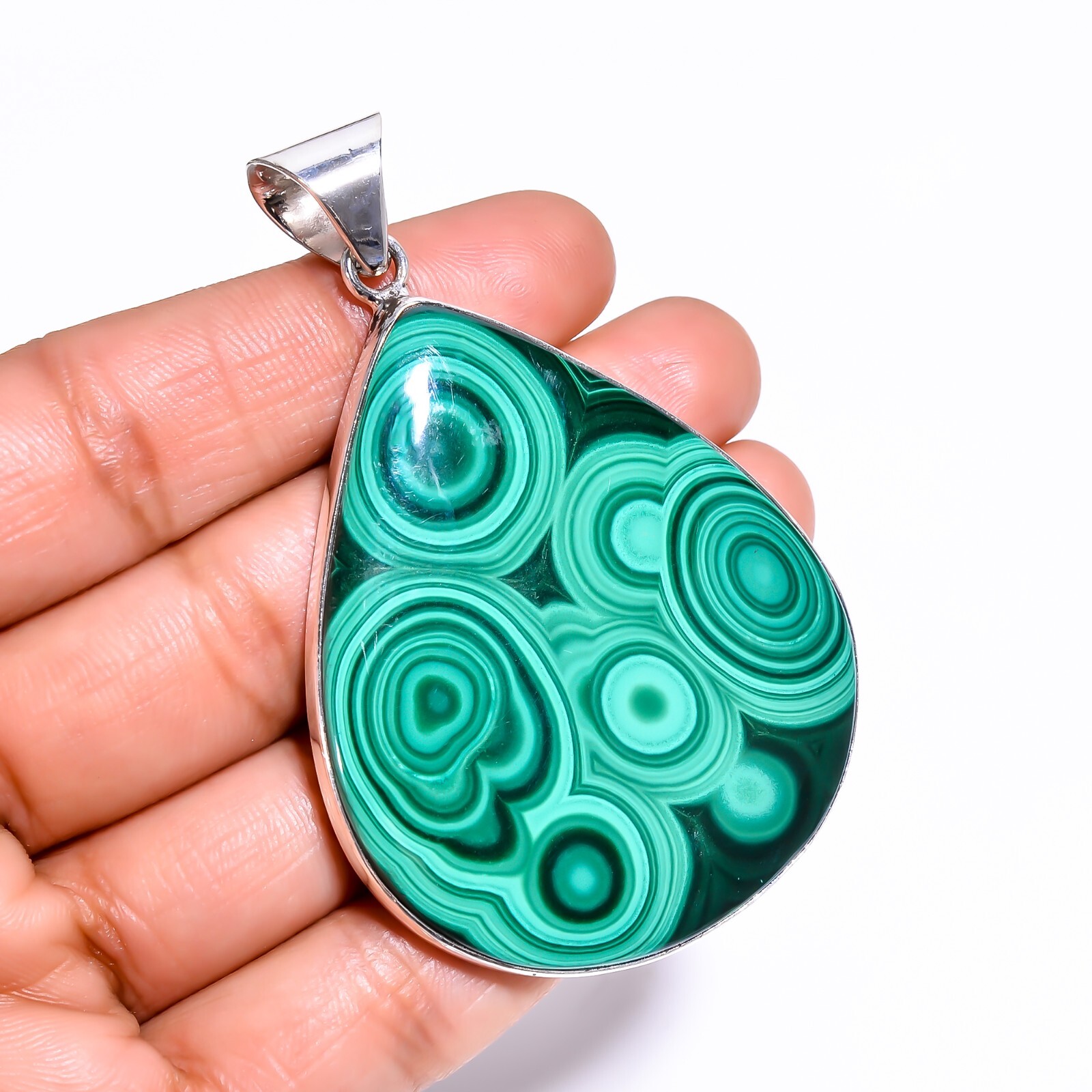 Malachite Pendant Solid 925 Sterling Silver Beautiful Gemstone Pendant A-67