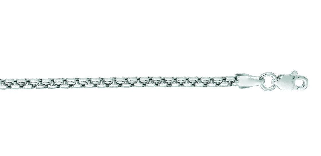 14kt White Gold 18″ ROUND Box Link Pendant Chain/Necklace 1.7 mm 3.5 grams