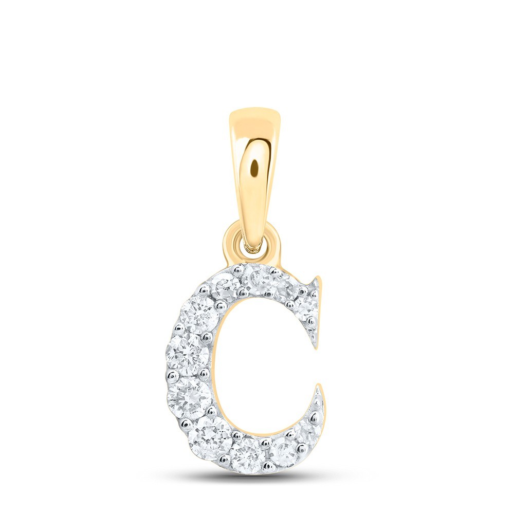 1/10CTW Natural Diamond 10k Yellow Gold Initial “C” Letter Charm 0.37g Pendant