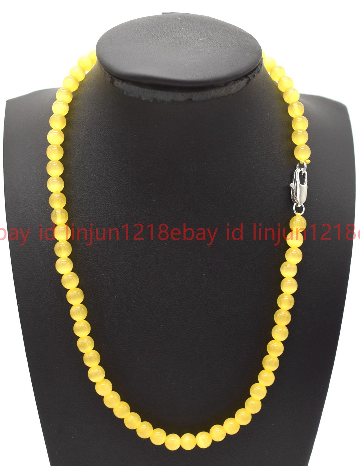Natural Beautiful 6mm Yellow Cat’s Eye Round Gemstone Beaded Necklace 16-32in