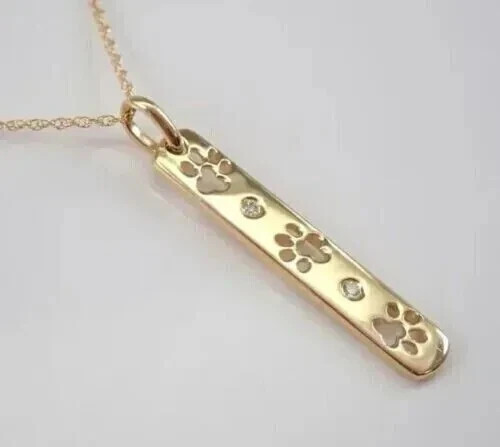 1.00CT Round Cut Lab-Created Diamond Paw Print Pendant in 14K Yellow Gold Plated