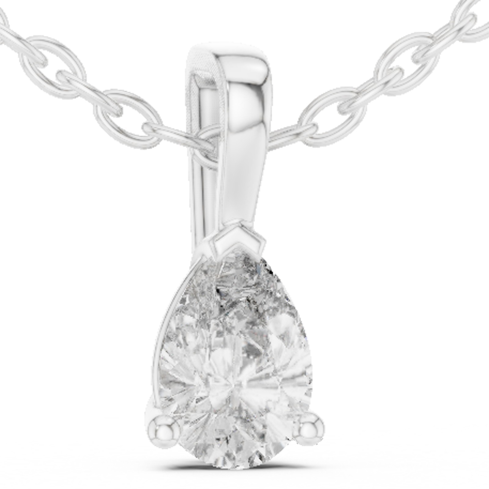 Pear Cut Certified Lab Grown Diamond Classic Engagement Pendant 14K Gold Over