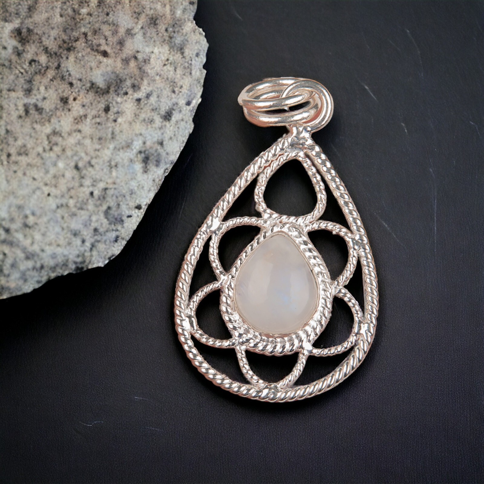 Rainbow Moonstone Gemstone Pendant 925 Silver Handmade Daily Wear Jewelry Gifts
