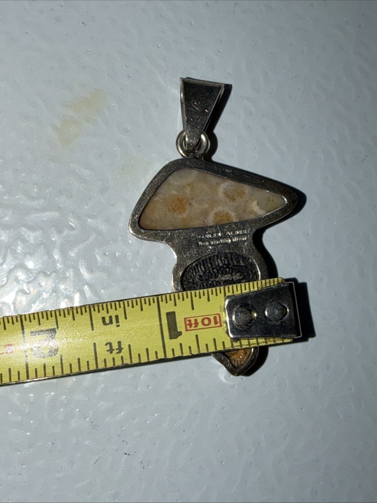 Charles Albert Fine Sterling Rare Multiple Fossil Pendant