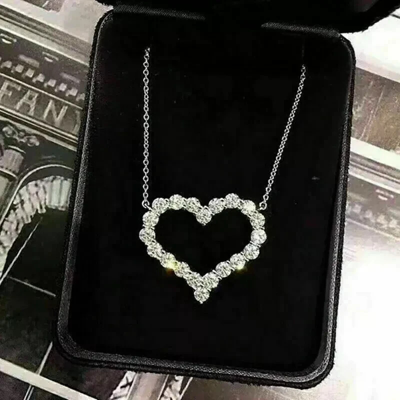 2 Carat Heart Shape Lab-Created Diamond Pendant Necklace 14K White Gold Finish