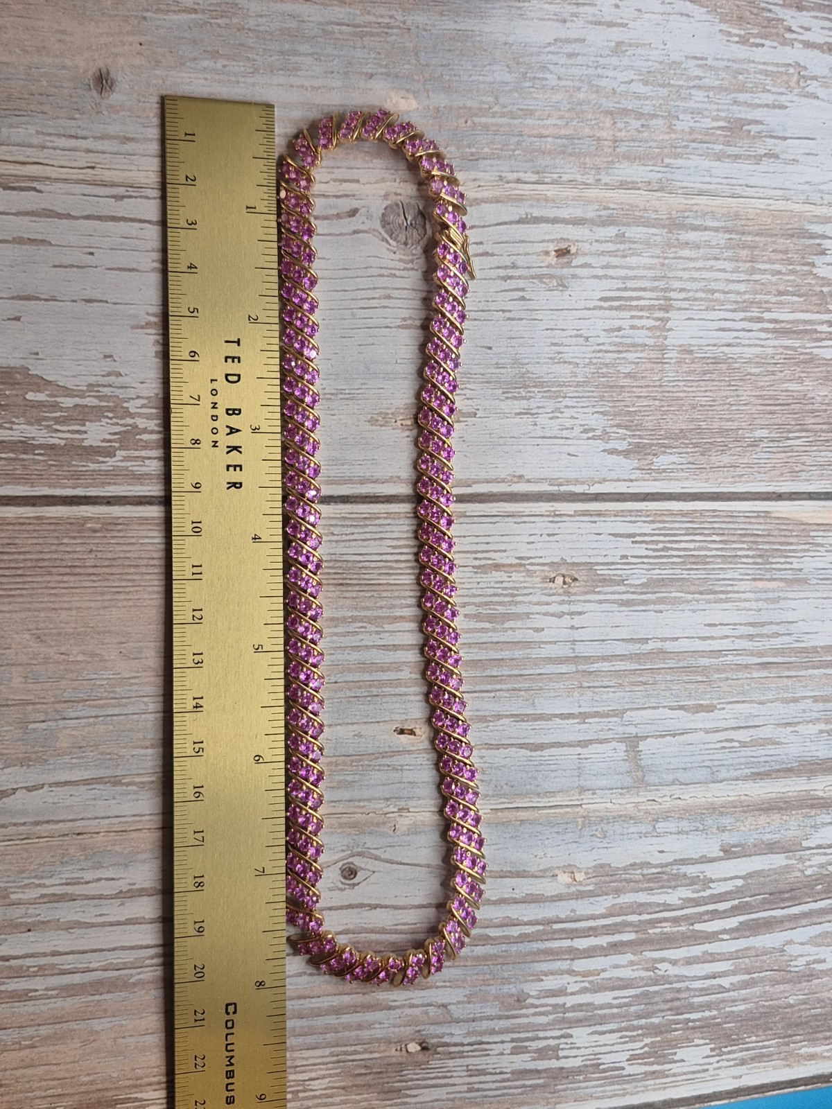 925 Pink Sapphire Gold Over Sterling Silver Tennis Necklace Choker 17in Infinity