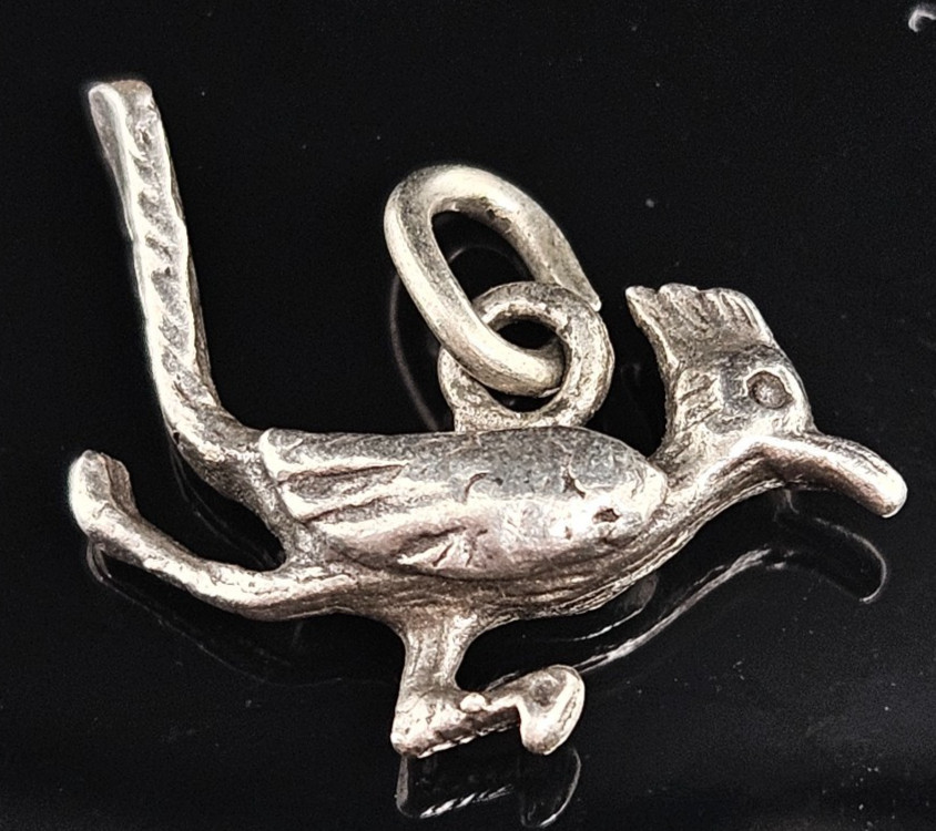 Sterling Silver ROADRUNNER Charm Pendant Bird 3D Vintage