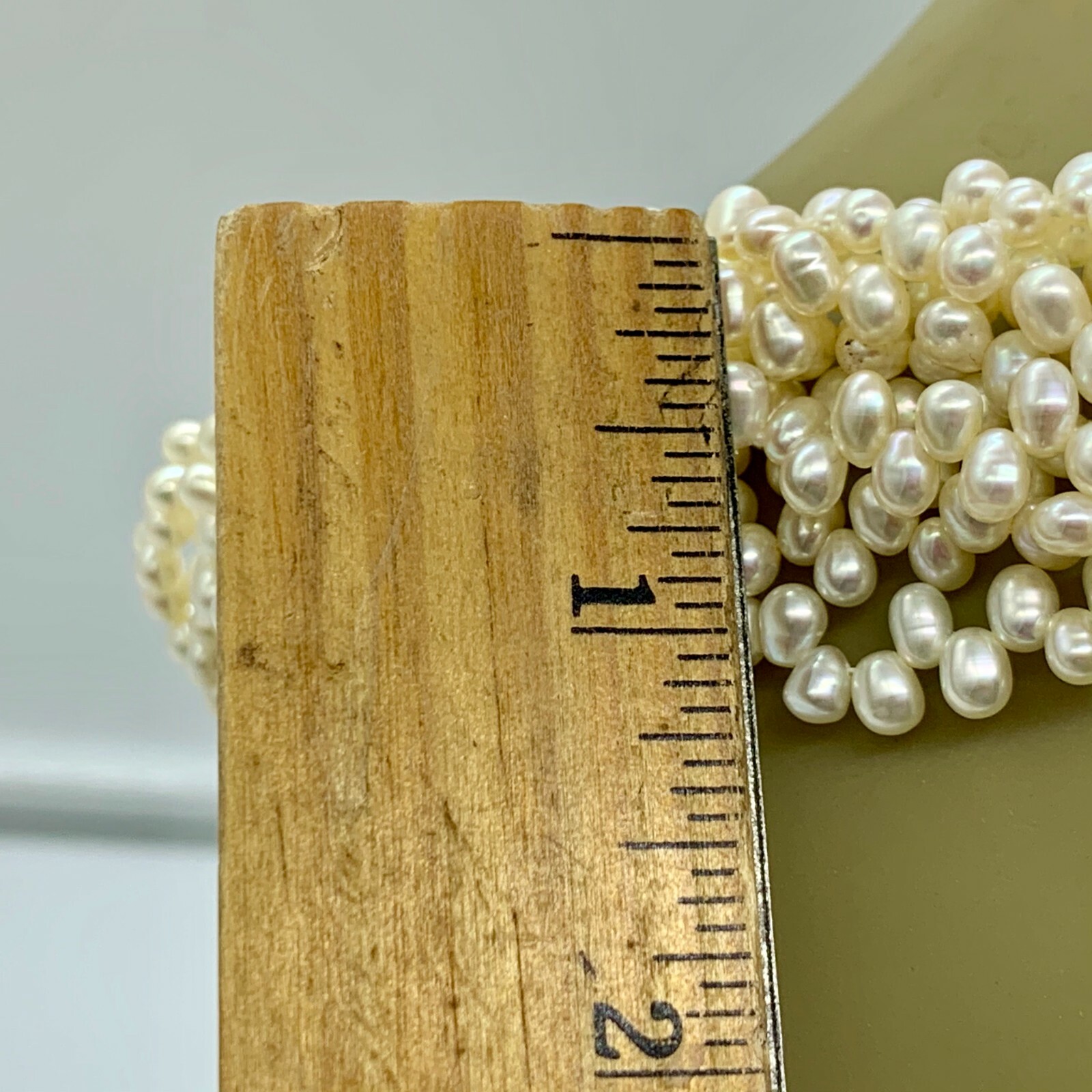 ESTATE STERLING SILVER CULTURED WHITE FRESHWATER PEARL 8 ROW STATEMENT NECKLACE