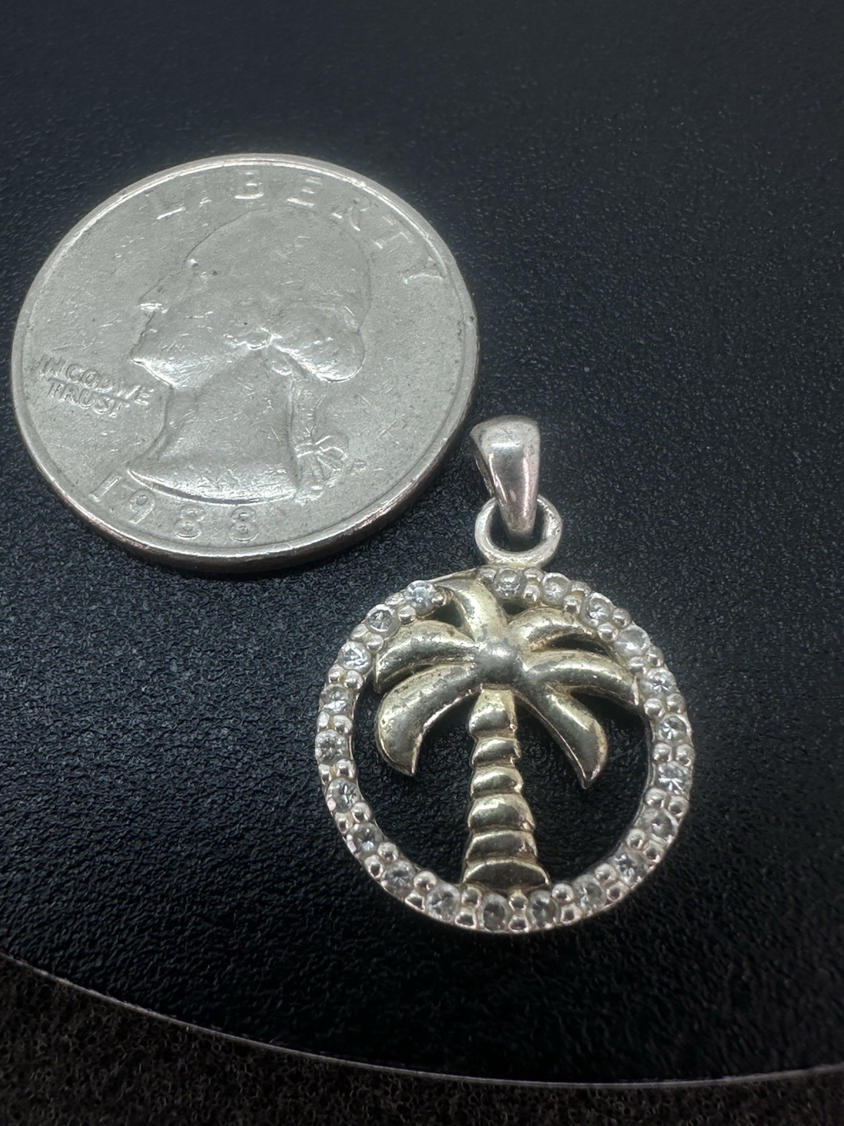 Sterling Silver Palm Tree 🌴 Pendant Uncleaned