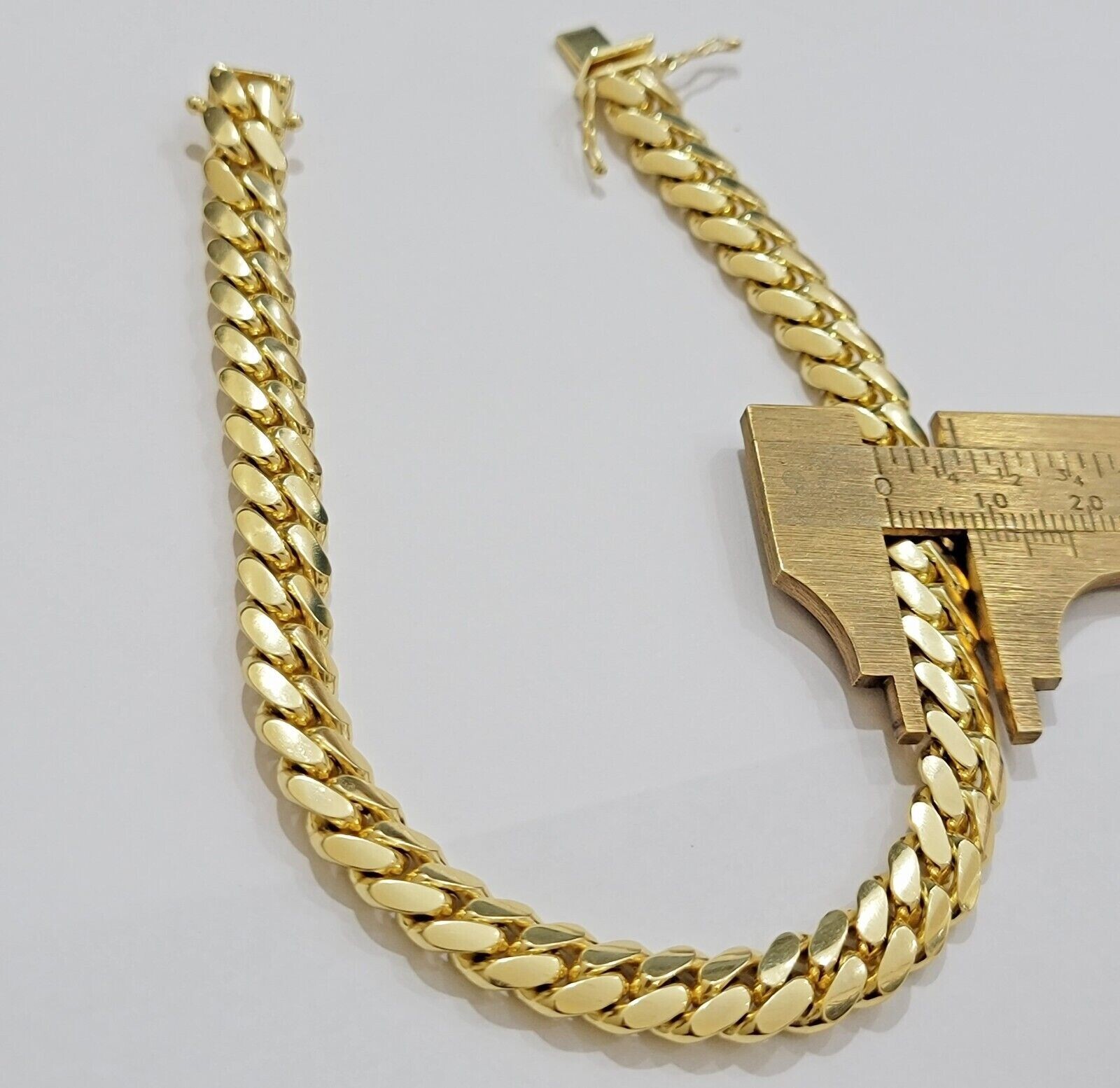 Solid 14k Yellow Gold Bracelet Miami Cuban Link 8mm 7.5 Inch / Box Lock For Mens