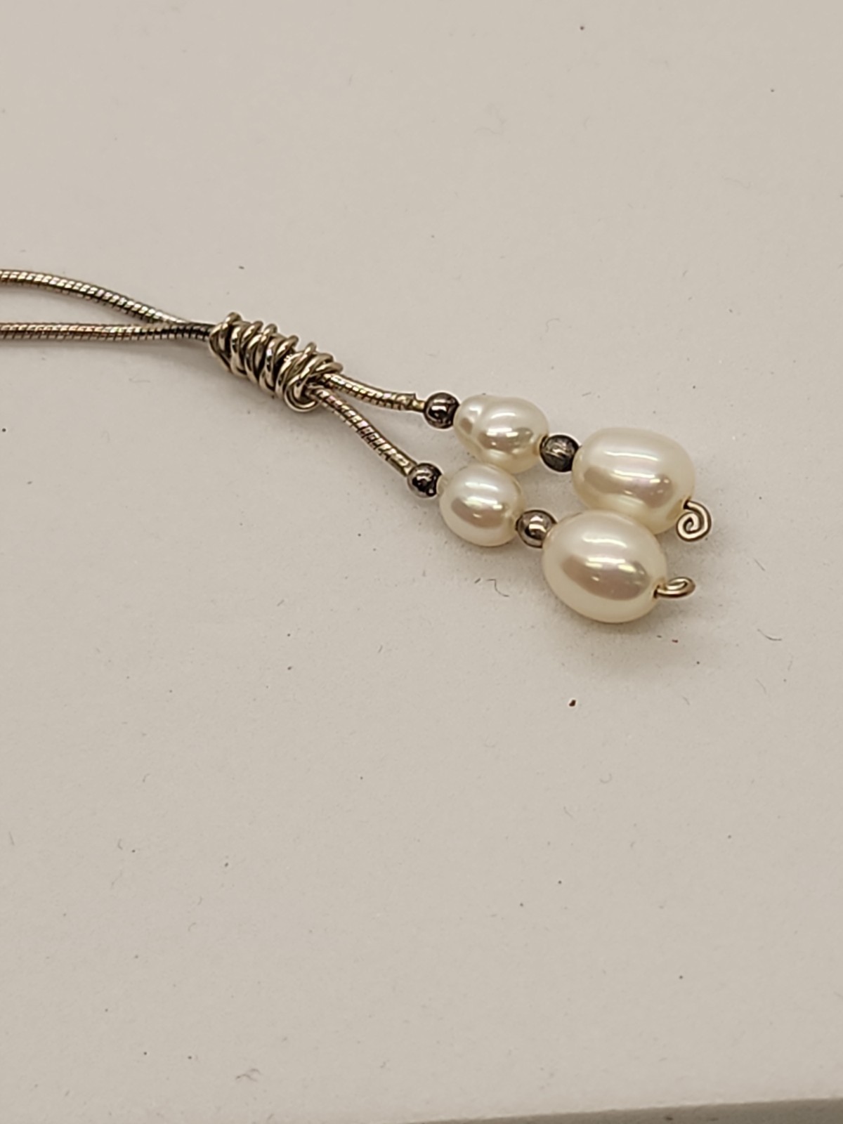 Lot of 3 925 Necklaces Pearl Lariat, Solitary Pearl, & Ornate Pendant
