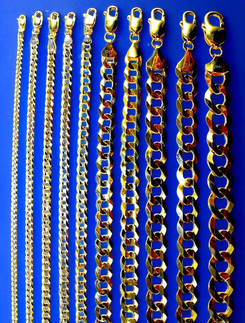 10K Yellow Gold SOLID Curb Cuban Necklace Chain Link Real Gold 2mm-9mm 16″-30″