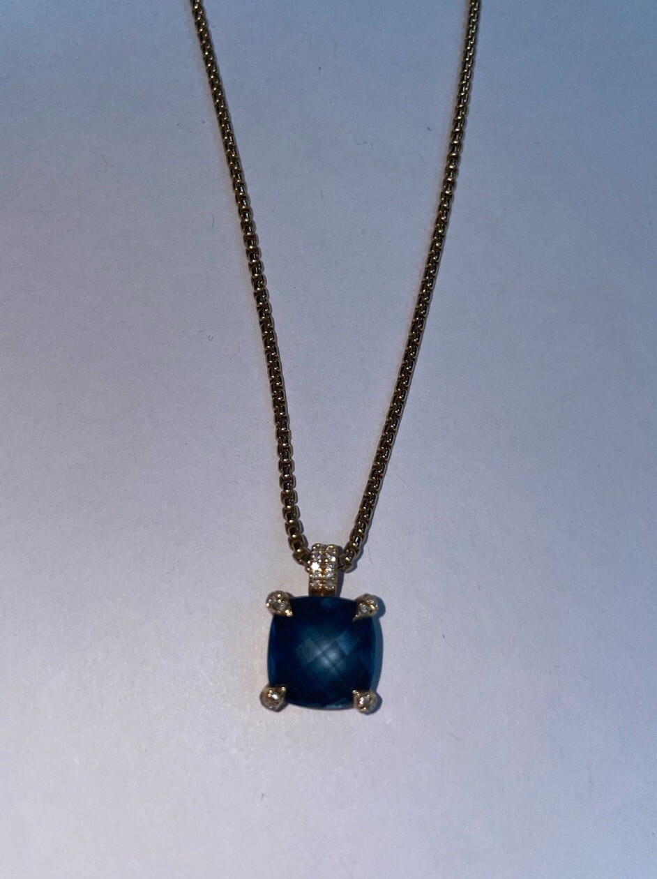 David Yurman Hampton Blue chatelaine necklace Gold With diamond Accents