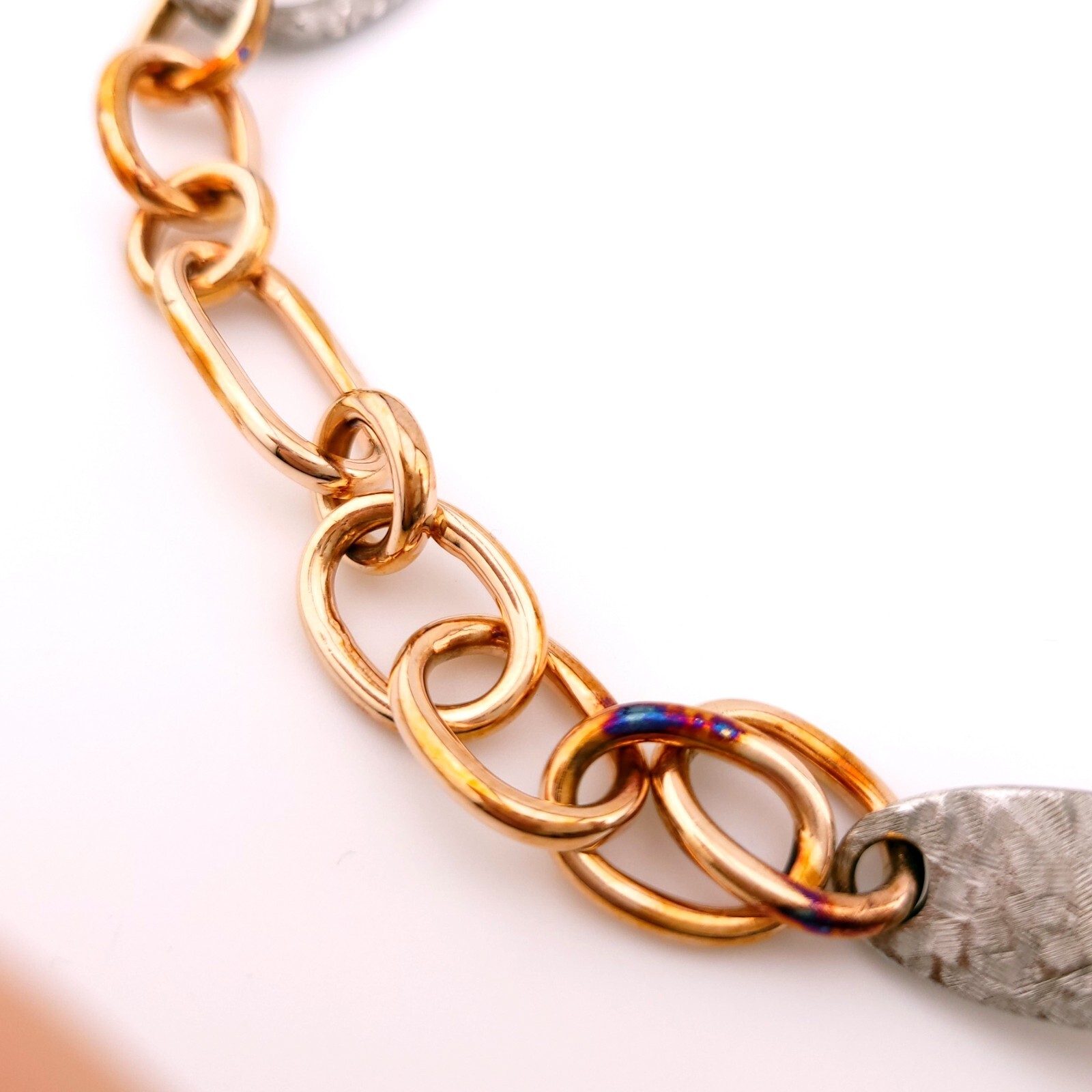 Daniel W. Danwak Sterling Silver Rose Gold Tone Large Chain Link 32″ In Necklace