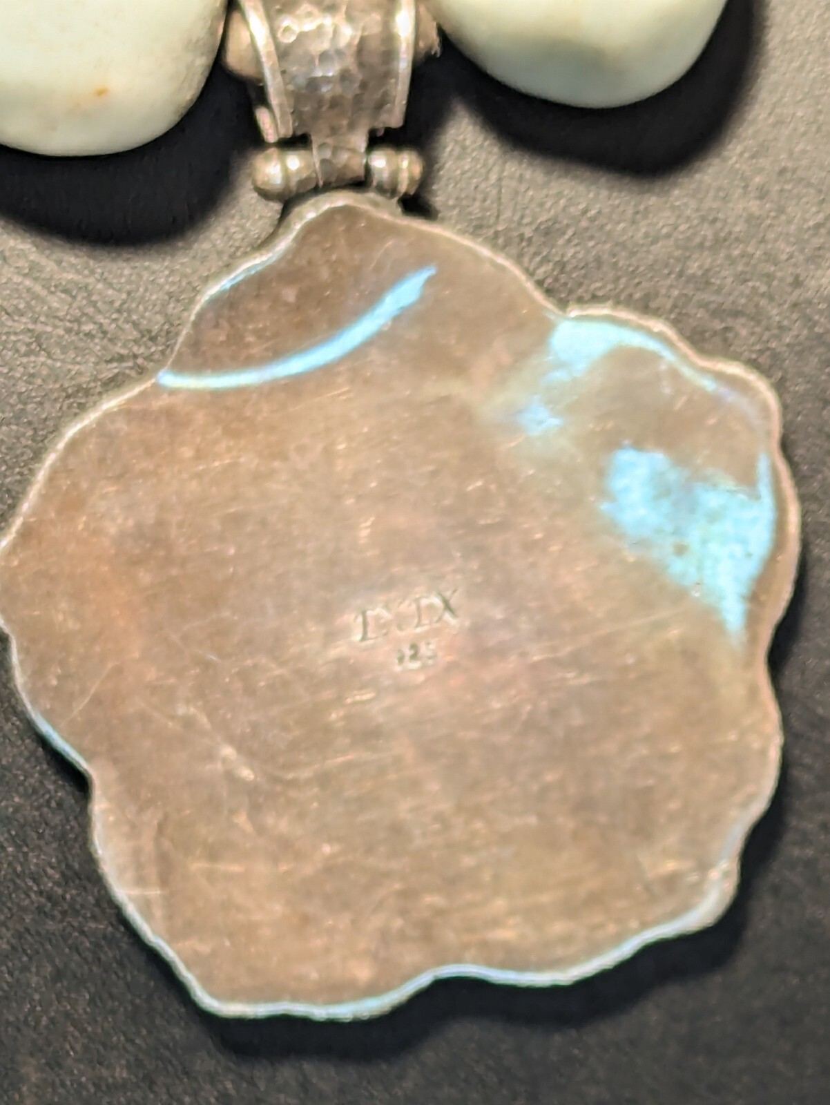 EXEX 925 Claudia Agudelo Green Jade Necklace With Mother of Pearl Pendant Rare