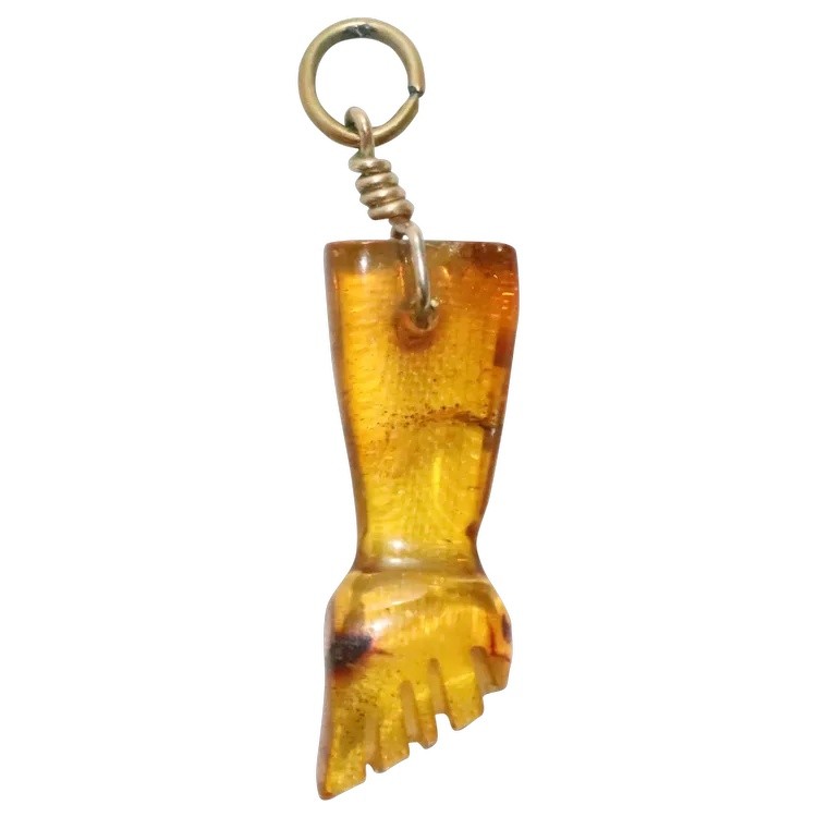 Gold Fill Amber Hand Pendant