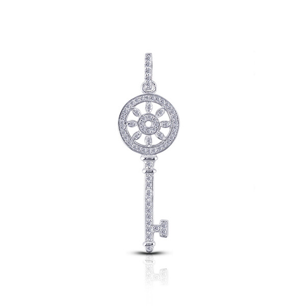 1.01 Carat F VS2 Round Cut Natural Certified Diamonds 18k White Gold Pendant