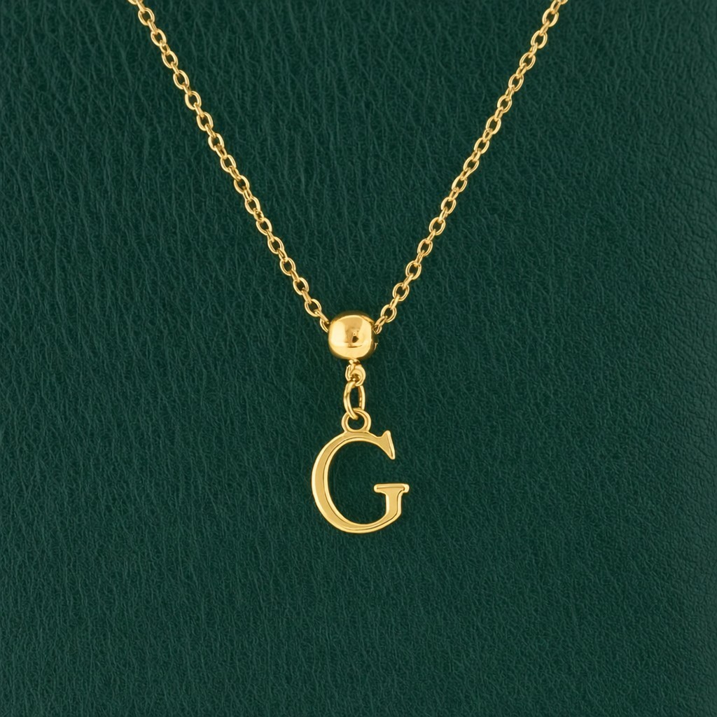 Personalized Initial Necklace – 14k Gold or Silver, Adjustable Letter Pendant