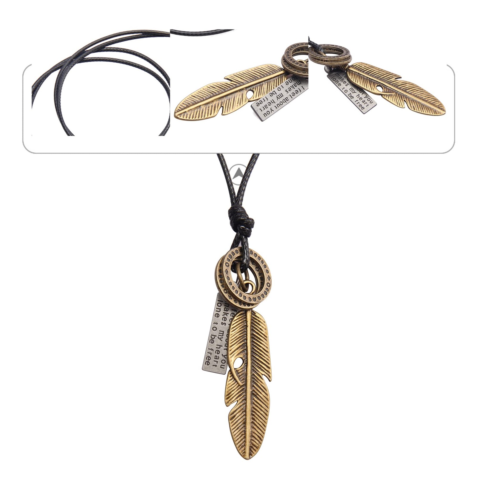 Leather Necklace for Women Boho Feather Choker Necklaces Mens Leather Necklace B