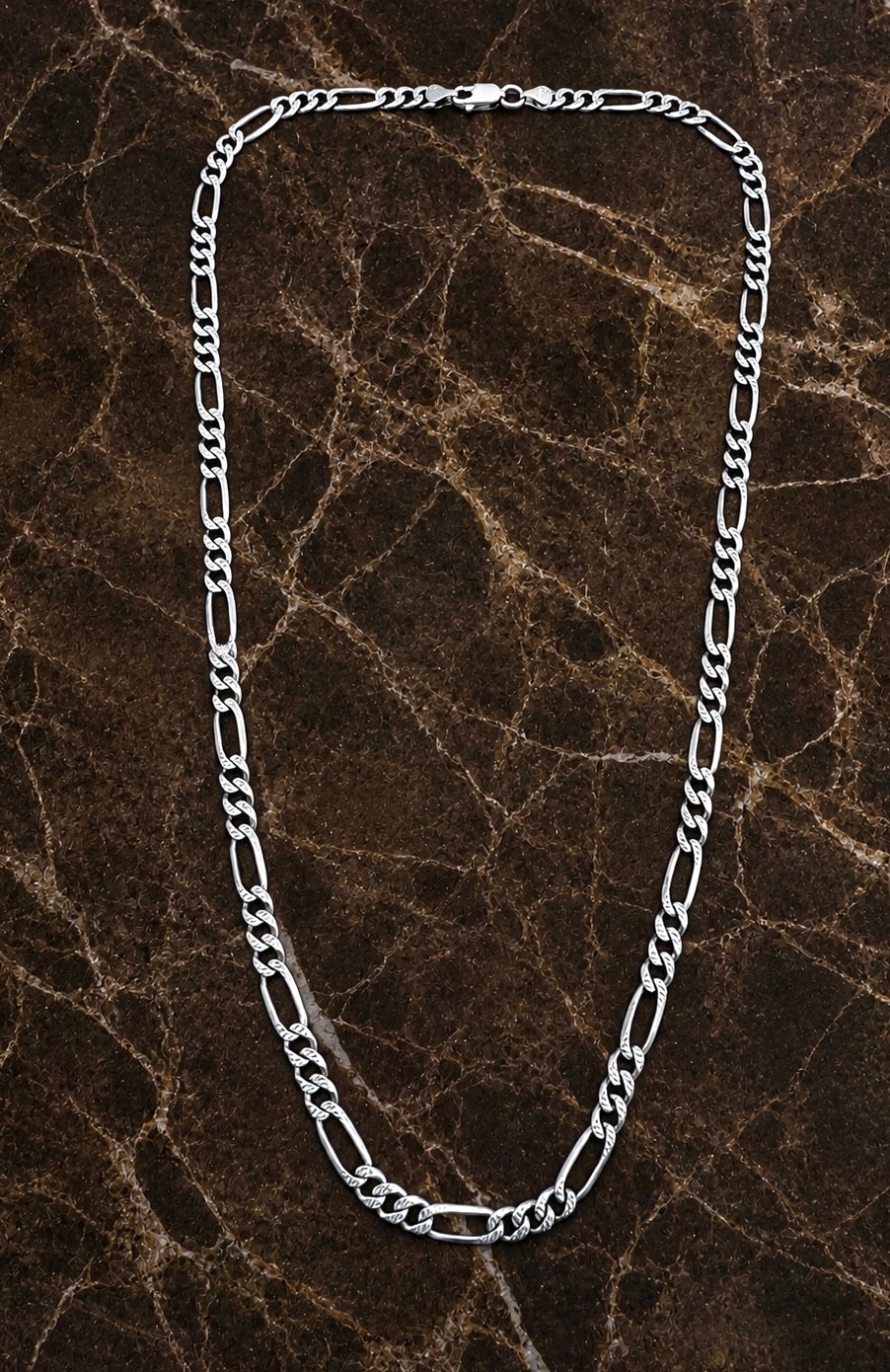 Reversible Vintage Italy Men’s 925 Sterling Silver Figaro Chain Necklace 21.75″