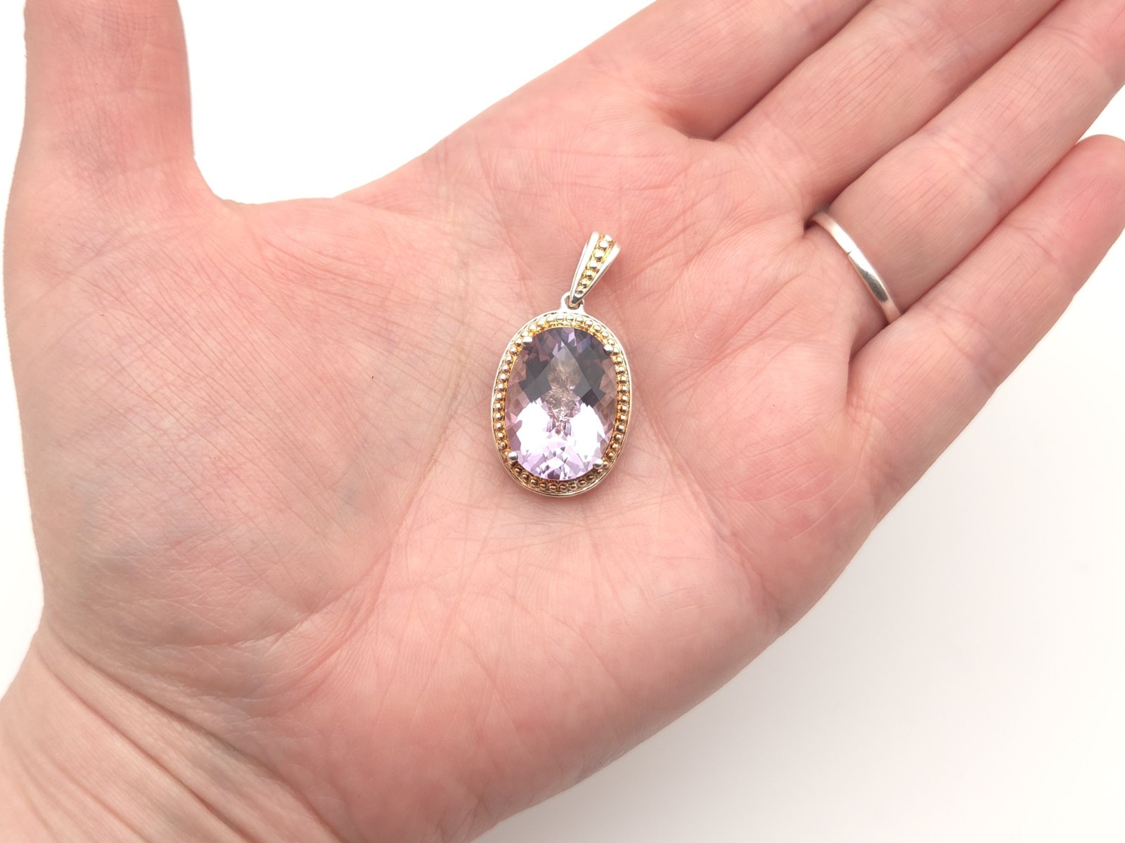 Michelle Albala Signed Sterling Silver Amethyst & Diamond Reversible Pendant