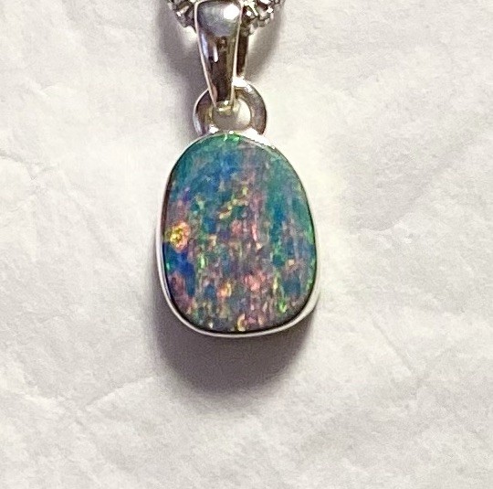 Natural Australian Opal Pendant 3/4” 925 Sterling Silver 🌹