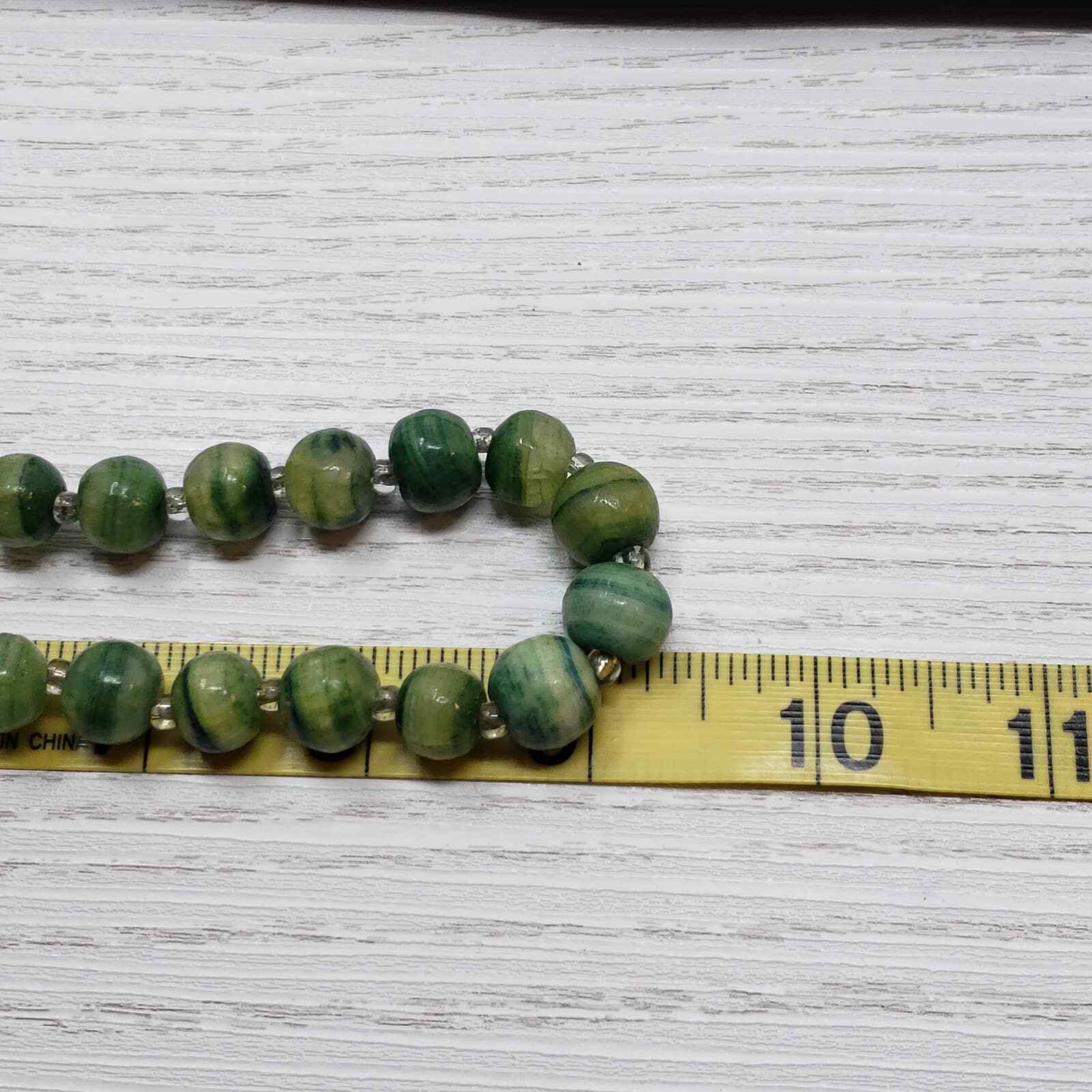 Malachite Bead Strand String Necklace Vintage Arstisan Handmade Chunky Natural