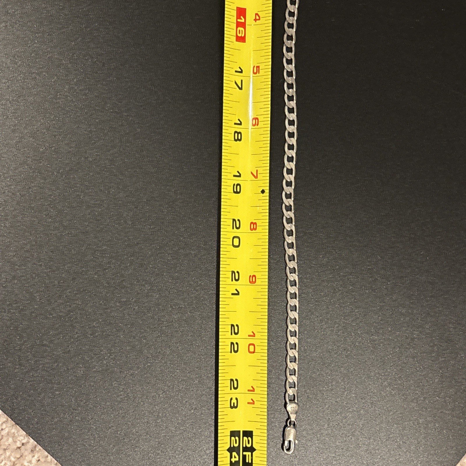 925 Sterling Silver Flat Curb Link Chain Necklace. 24” Long, 5 mm – See Pics