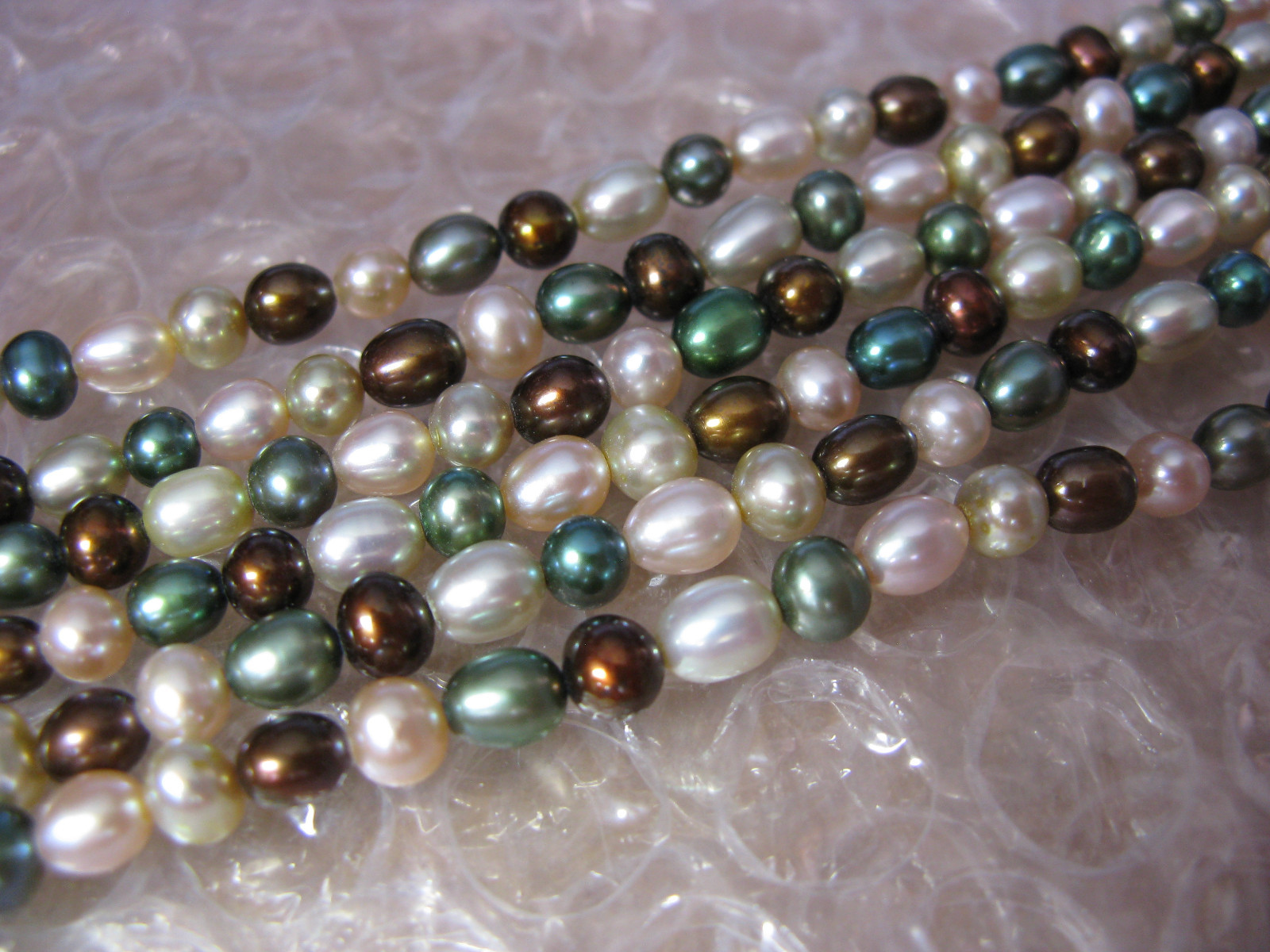 PEARL NECKLACE STRAND STRING RAINFOREST GREEN BROWN SS HONORA Designer Jewelry