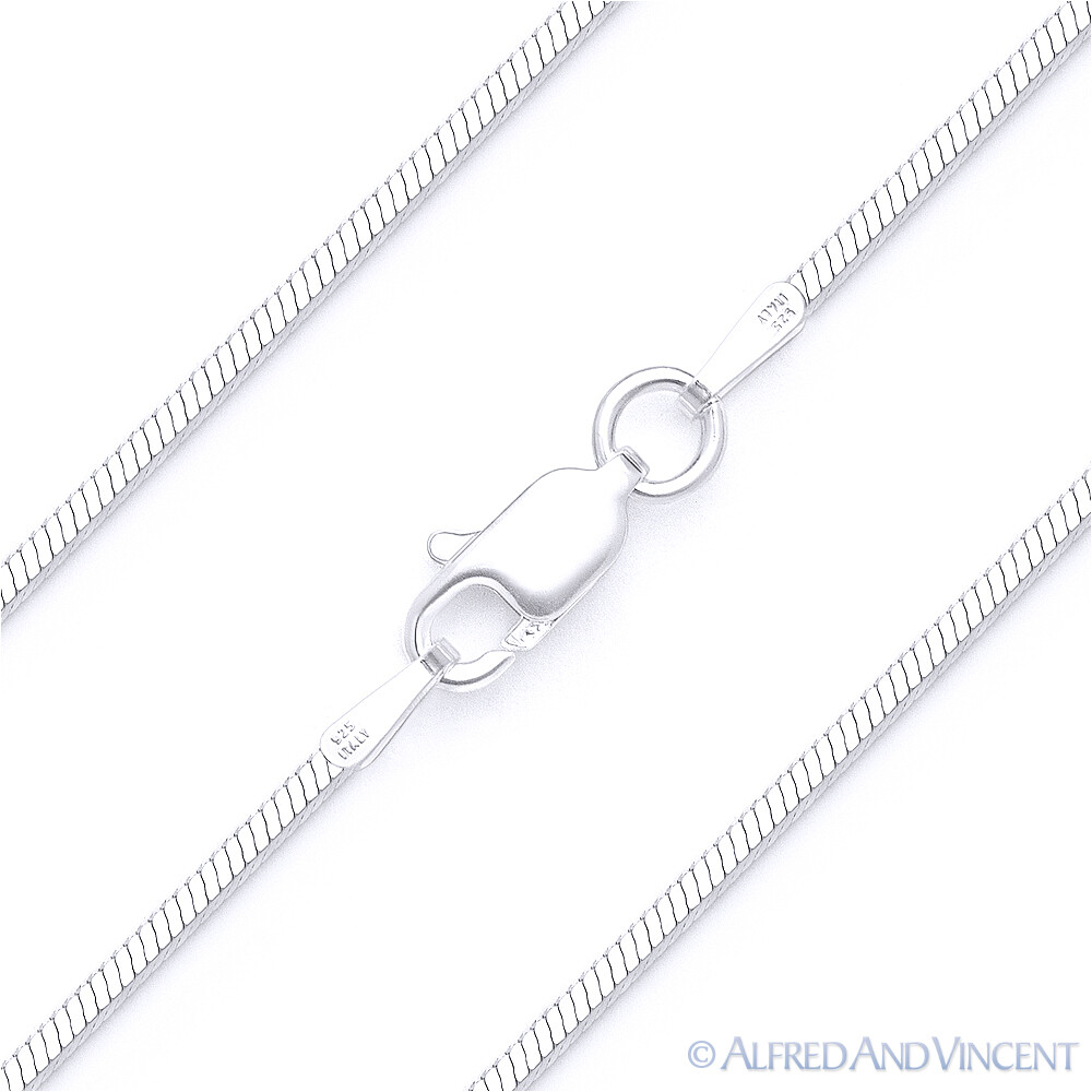 1.1mm 4-Sided Box-Snake Link Italian Chain Necklace in 925 Italy Sterling Silver