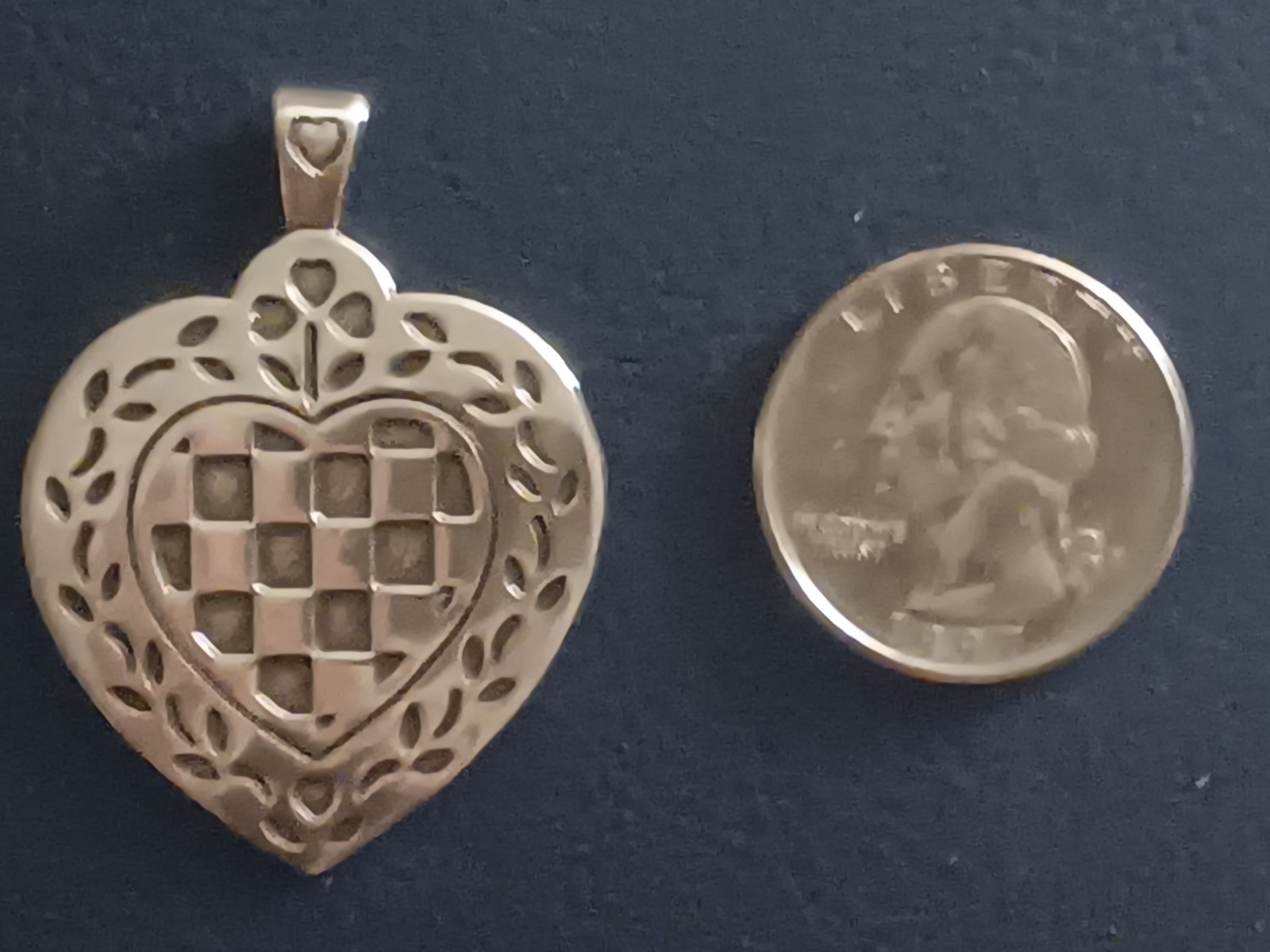 James Avery Patchwork Heart Pendant Sterling Silver – Engraved – Retired – Used