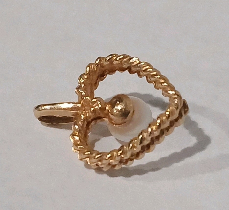 14K Yellow Gold Rope Heart & Pearl Pendant