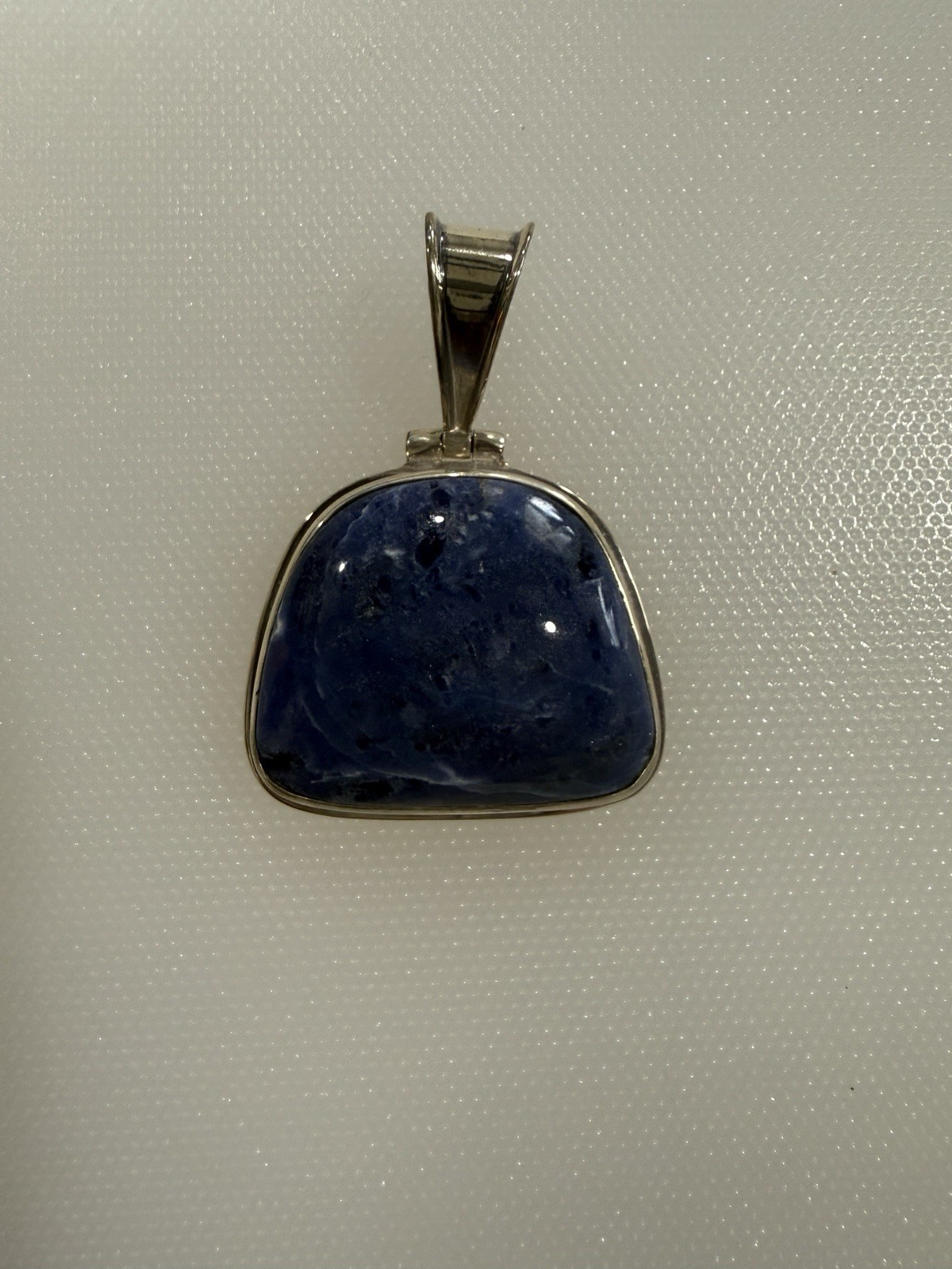 Silpada Sterling Silver 925 Blue Stone Pendant Bezel Setting Asymmetrical Shape