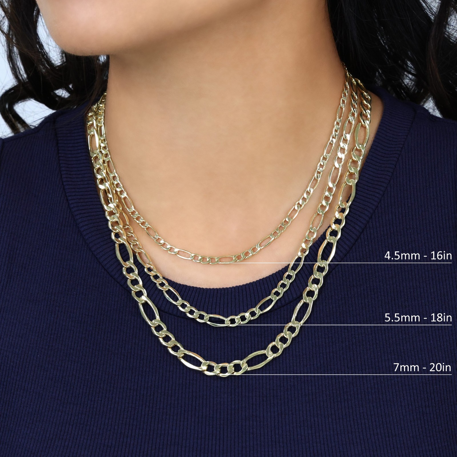 10K Yellow Gold 2mm- 9mm Figaro Chain Italian Link Necklace Mens Women 16″- 30″