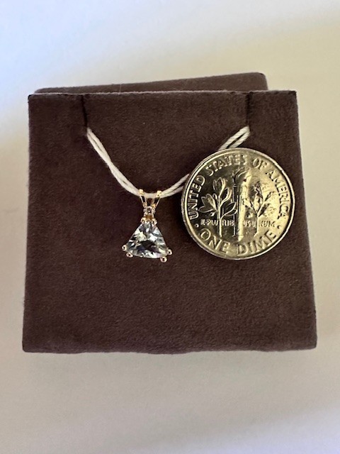 Estate 14K Yellow Gold Trillion Light Blue Topaz Pendant
