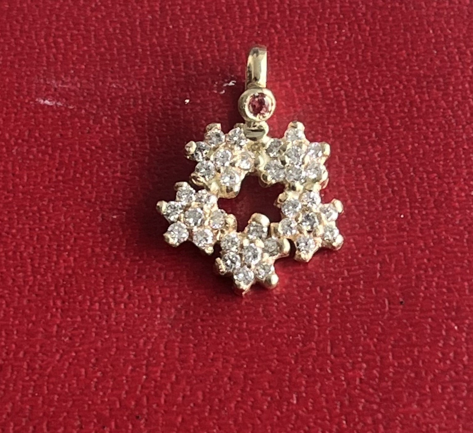 Cluster of Diamond Flowers Pendant 14k Yellow Gold 0.40ct Natural Diamonds