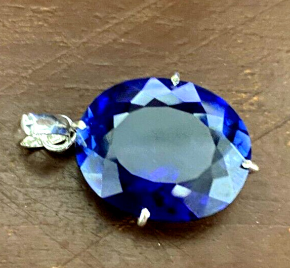 Certified 51.7 Ct+ Natural Blue Sapphire Oval 925 Silver Pendant Loose Gemstone